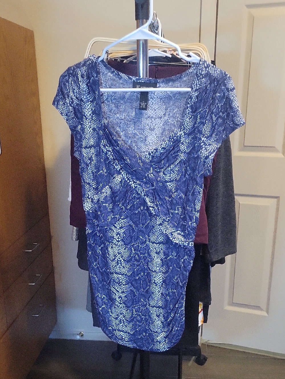 INC International Concepts Navy Snake-Print Top